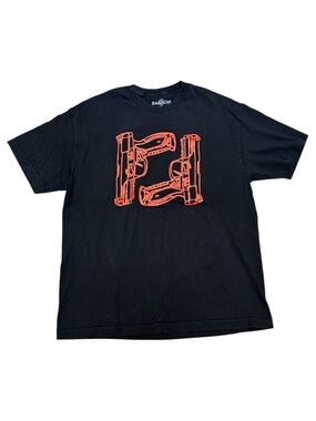 🔥🔥 RANSOM DUAL PISTOLS Black/Red Y2K Graphic Streetwear T-Shirt Size XL - EUC